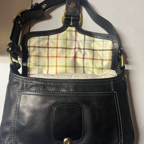 2007 Coach Bleecker Black Leather Shoulder Bag Purse Brass Hardware - Picture 6 of 10